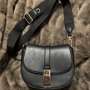 a new day Black Crossbody Bag with Gold Hardware